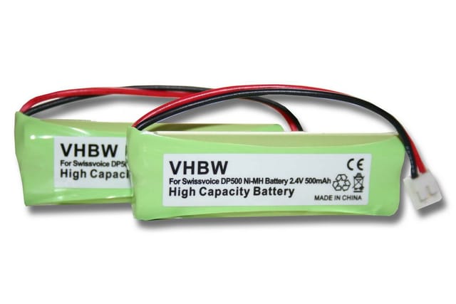 Vhbw - 2x Ni-MH Akku 500mAh (2.4V) kompatibel mit Festnetz Telefon Medion Life S63077, MD83192 ersetzt VT50AAAALH2BMJZ, GP1010, GPHC05RN01.