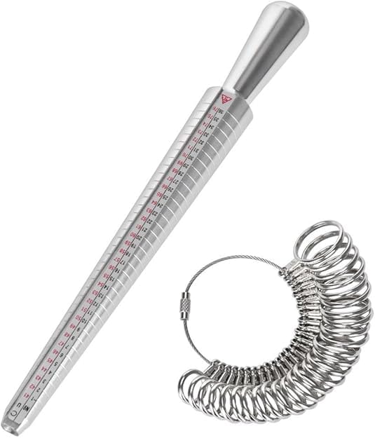 Ersandy - Ringgrößenmessgerät von 41 bis 76 Fingergrößenmesslehre Ringe Ringwerkzeug mit 3 Messskalen (eu, us, uk)