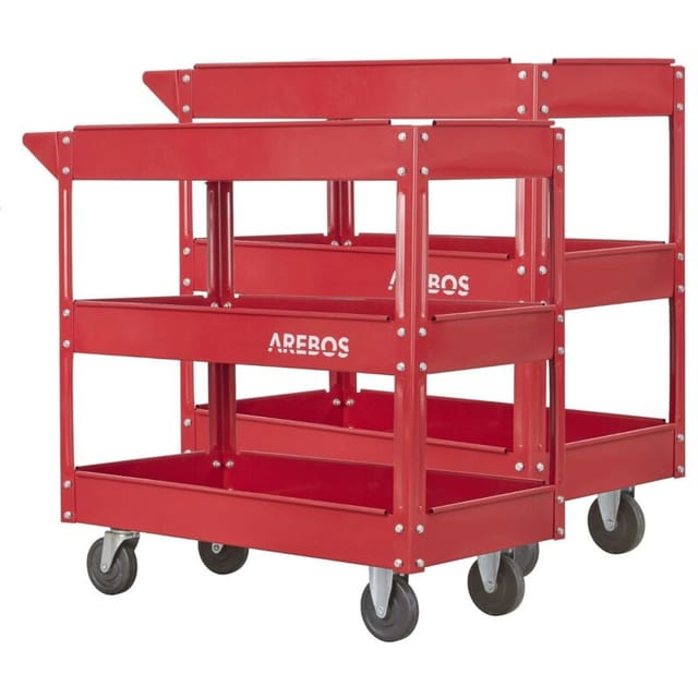 Arebos - 2x Werkstattwagen Montagewagen Multifunktionaler Rollwagen mit 3 Etagen