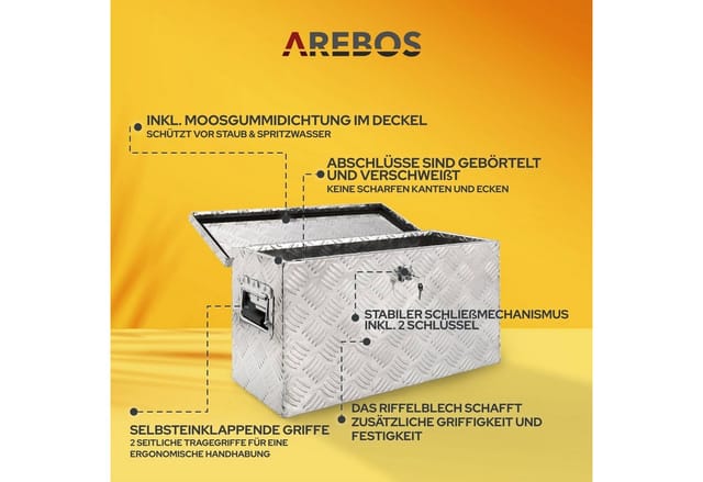Arebos - Truckbox Alubox Werkzeugkiste Alukiste Deichselbox Staubox Anhängerbox