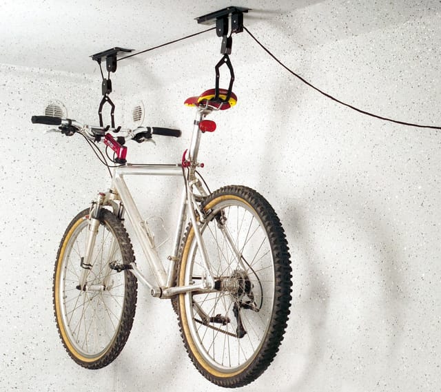 HI - Metall Fahrrad Aufhängung in schwarz - Tragkraft 20 kg - Seilzug Fahrradlift