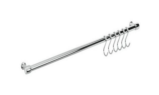 Verchromte Stange 60 cm + 6 Lonardo S-förmige Chromhaken