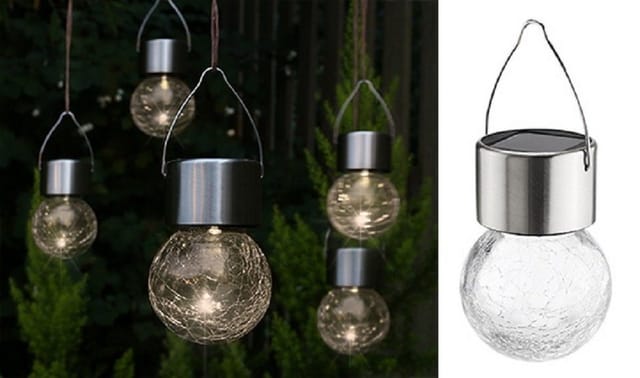 HAUSHALT INTERNATIONAL 70311 Solar-Hängelampe mit Crackle Glas, 5er Set