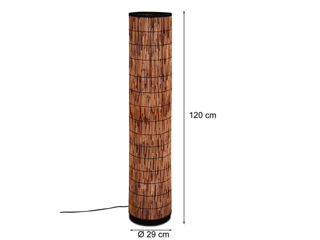 Meinewunschleuchte - Stehleuchte sara mit Lampenschirm aus Rattan in Bambusoptik, Höhe 120cm