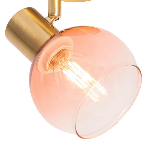 Art Deco Strahler Gold mit rosa Glas - Vidro