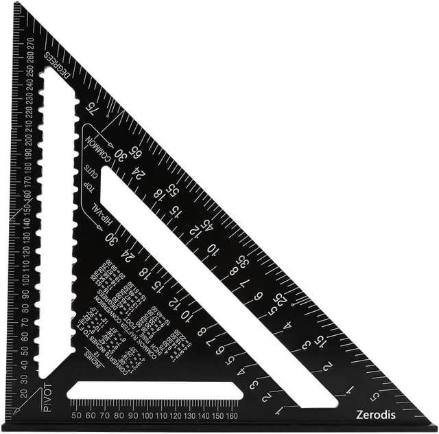 BDD - Dreieckiges Winkellineal, Winkelmesser, hochpräzises Messwerkzeug aus Aluminiumlegierung, 12 Zoll, schwarz