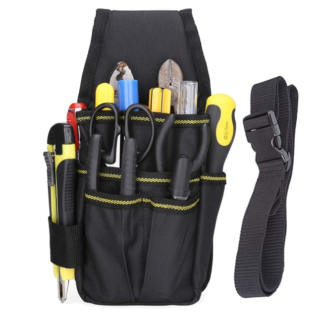 Werkzeugtasche zur Aufbewahrung von Bastelarbeiten, Gürteltasche aus schwarzem Oxford-Stoff