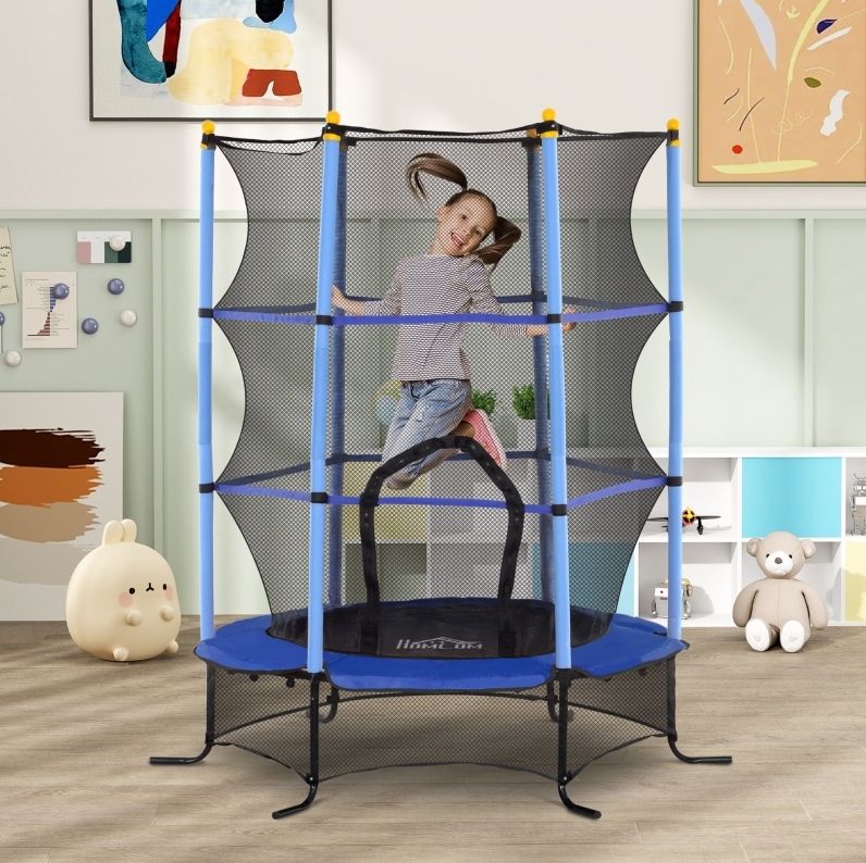 Kindertrampolin Ø163 Cm Mit Sicherheitsnetz, Für Drinnen/draußen, 50 Kg, Blau Havrya