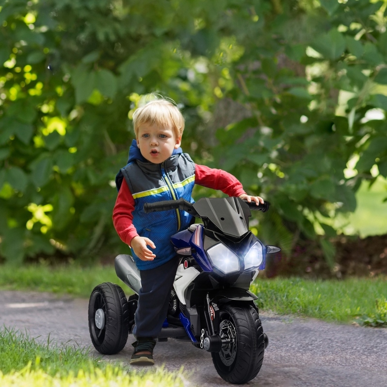 Elektrisches Kinder-motorrad Mit Licht Und Sound, 3 Km/h, Wiederaufladbar, Blau/weiß Havrya