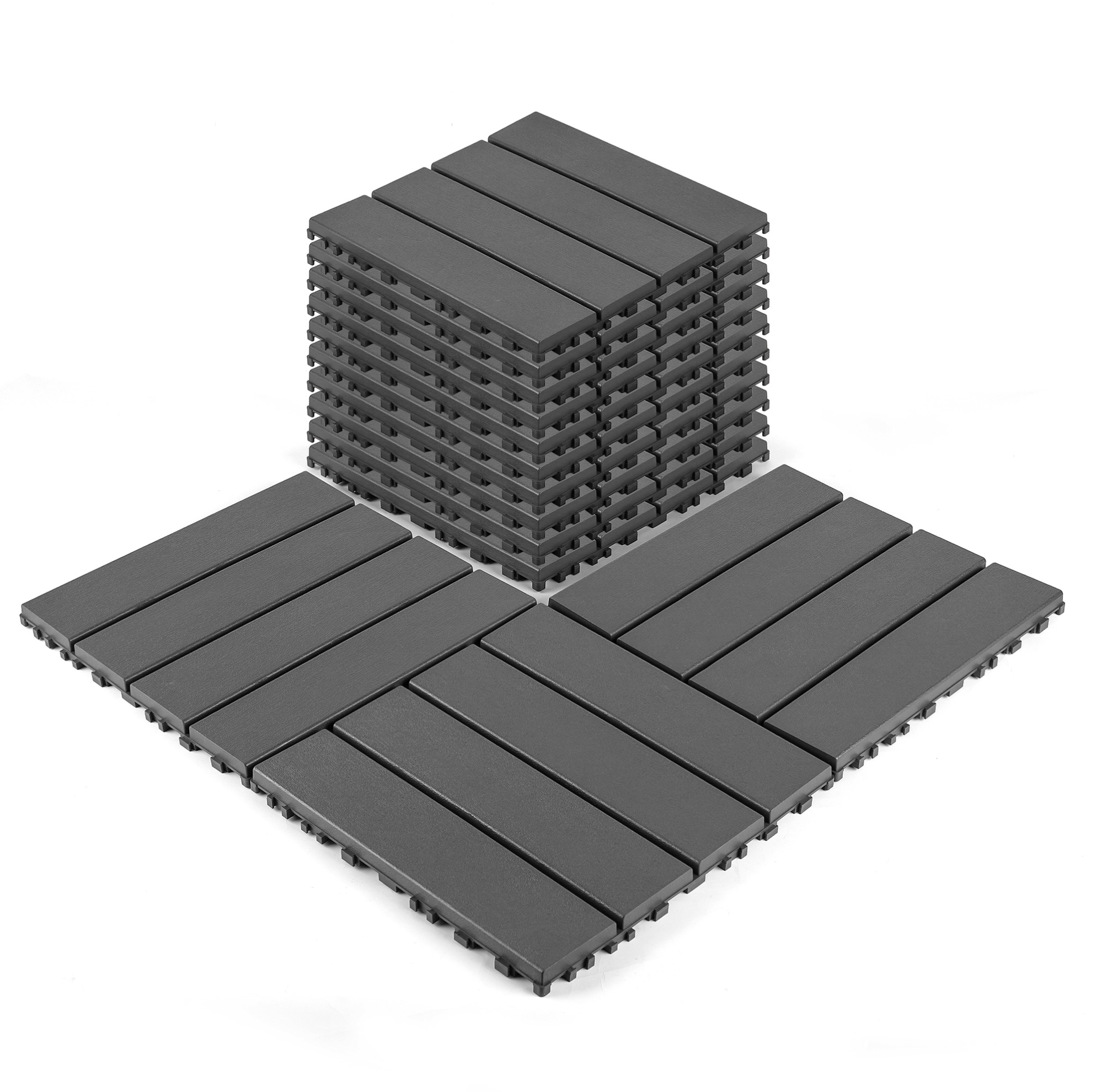 Klick-terrassenfliesen 30,5 X 30,5 X 2 Cm, 44er-set, Polypropylen, Dunkelgrau Havrya