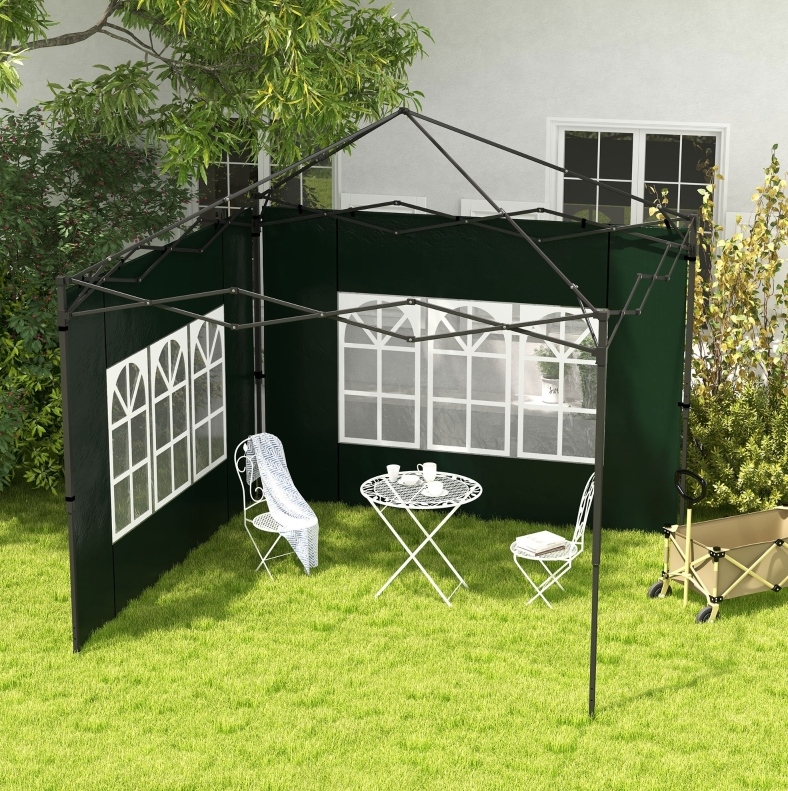 Pavillon-seitenwände 3 X 3 M Und 3 X 6 M, 2er-set, Mit Fenstern, Dunkelgrün Havrya