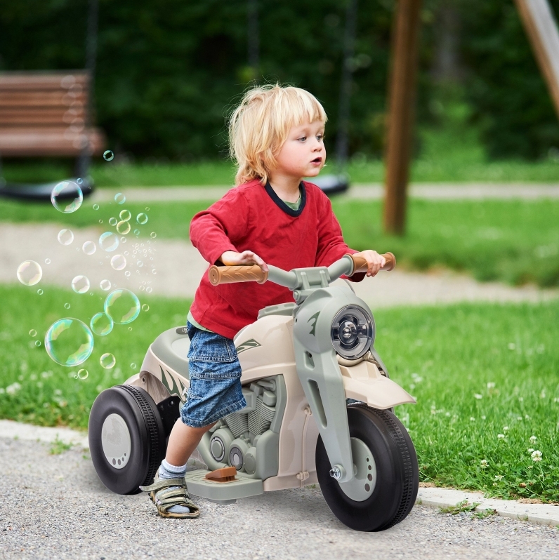 Kinder-motorrad 6v, Musik, Blasen, Scheinwerfer, 2,5-3 Km/h, 2-5 Jahre, Elfenbein Havrya