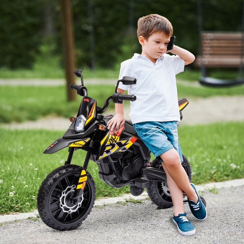Elektrisches Kinder-motorrad 12v Mit Stützrädern, Led, Musik Und Usb, Gelb Havrya