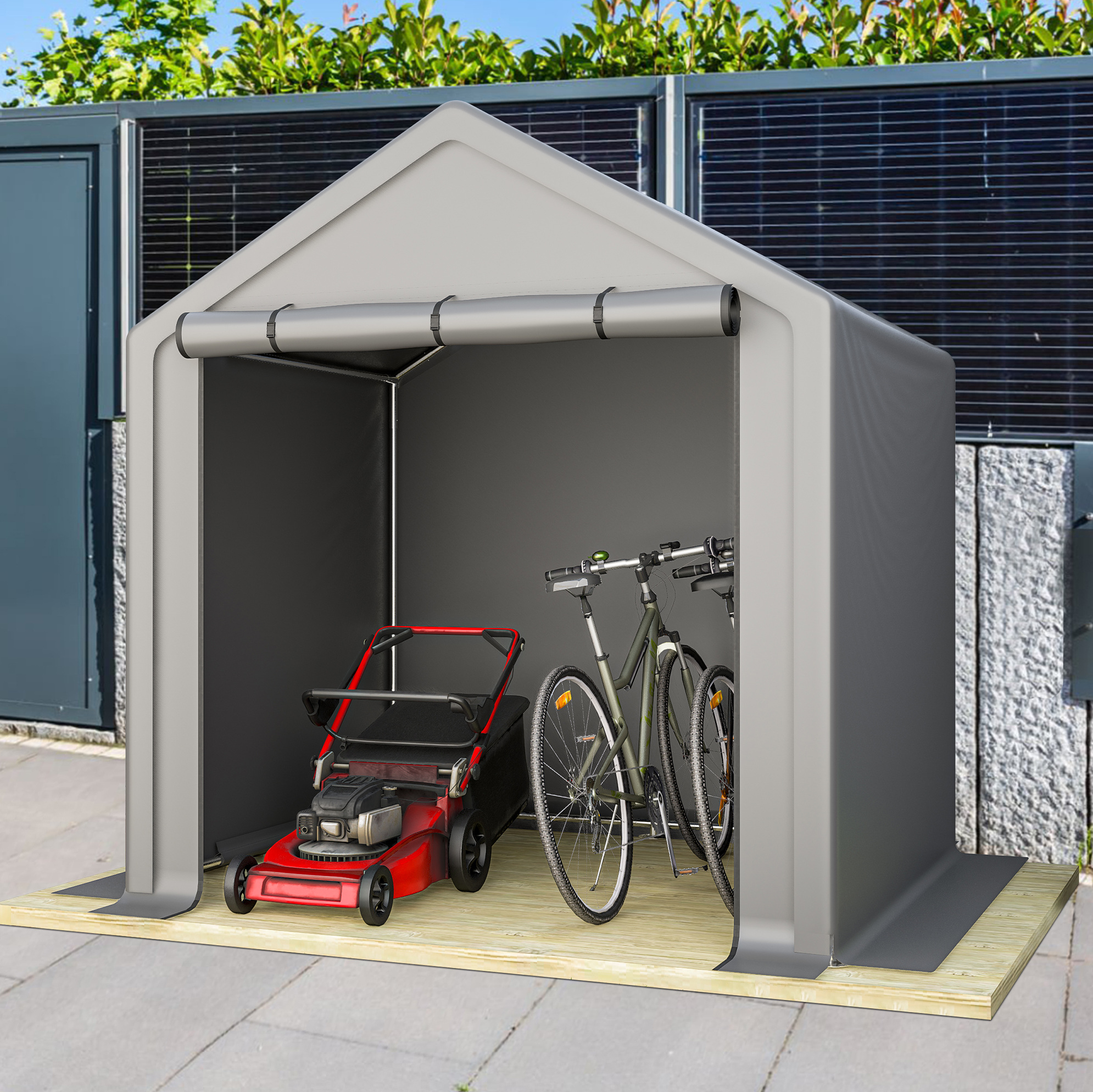 Fahrradunterstand 190 X 170 X 200 Cm Aus Verzinktem Stahl Und Pe, Grau Havrya