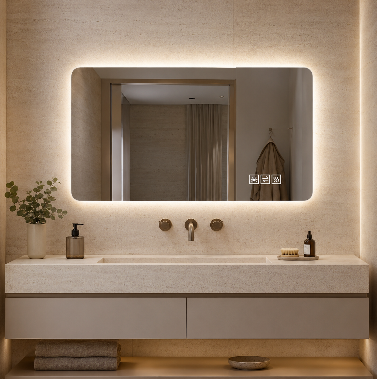 Led-badezimmerspiegel 60 X 100 Cm, Beschlagfrei, 3 Farben, Dimmer Havrya