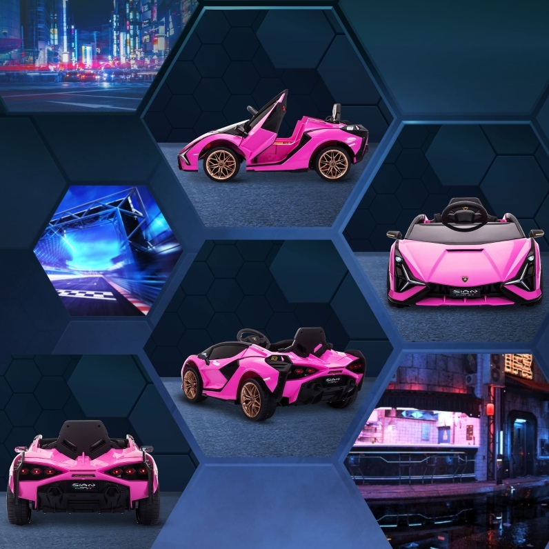 Elektrisches Kinderauto Lamborghini 3–5 Km/h Mit Fernbedienung, Rosa Havrya