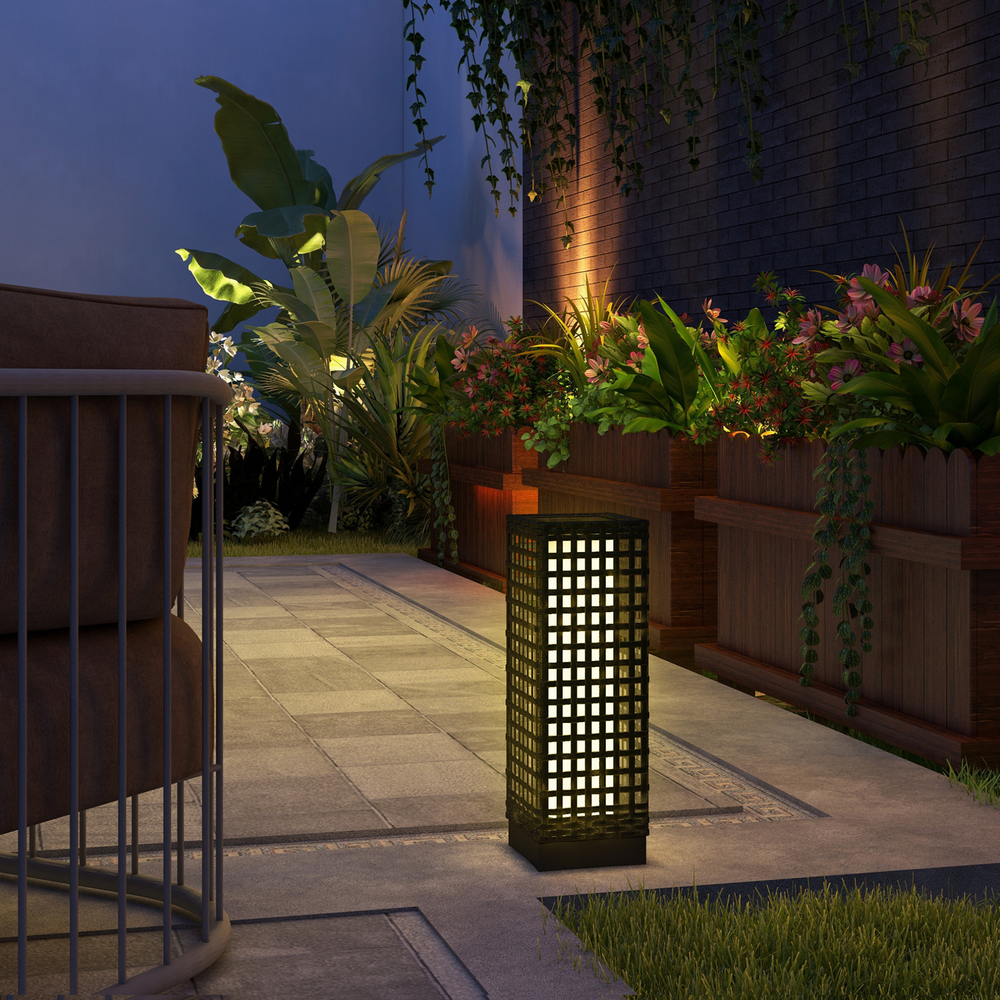 Außen-solarlampe Aus Kunstgeflecht Mit Dämmerungssensor Led Ip44 Schwarz Havrya