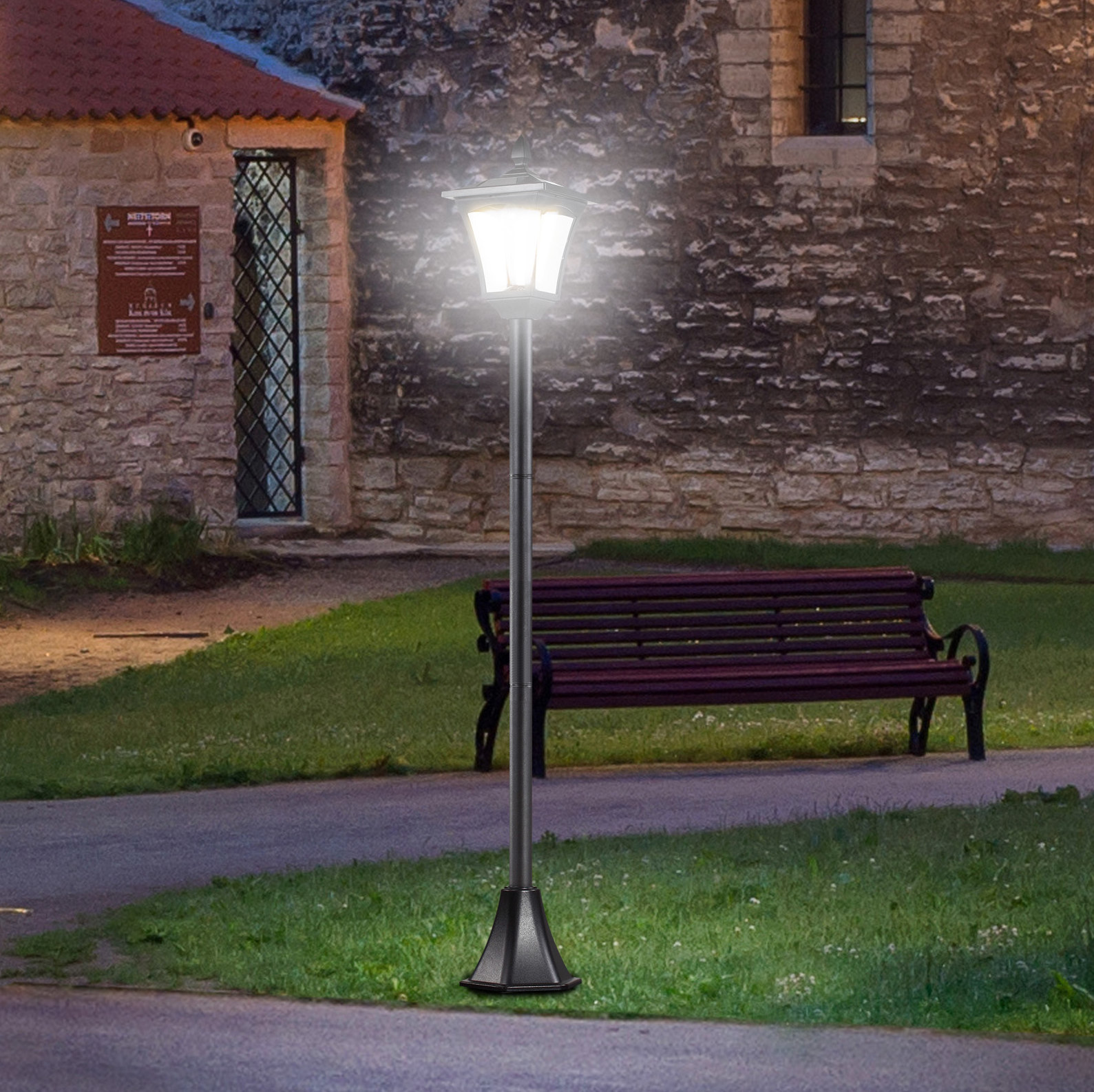 Led-solar-gartenlaterne 40 Lumen Schwarz 18 X 18 X 160 Cm Havrya