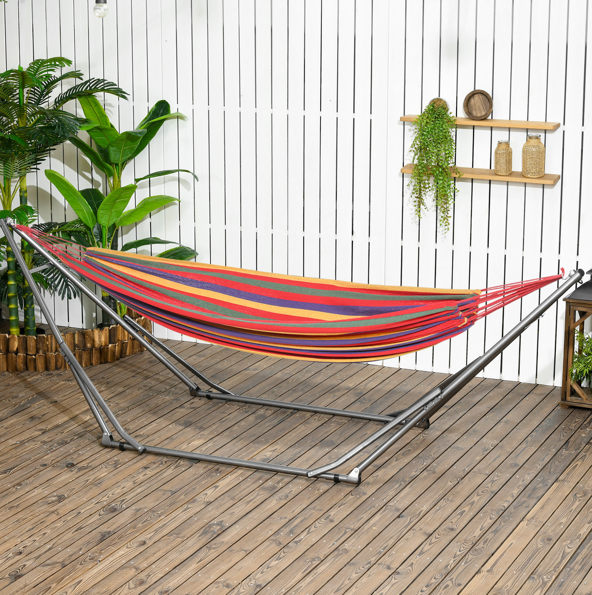 Faltbarer 2-in-1-hängemattenständer Aus Schwarzem Stahl, 290 X 92 X 88 Cm, 120 Kg Havrya
