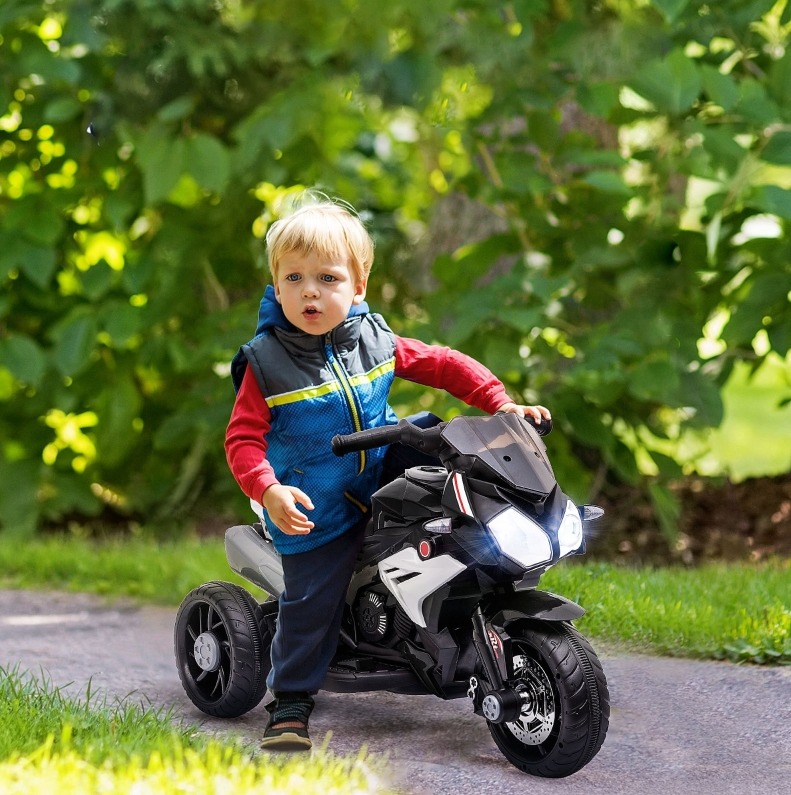 Elektrisches Kindermotorrad 3 Km/h Mit Licht Und Sound, Wiederaufladbar, Schwarz-weiß Havrya