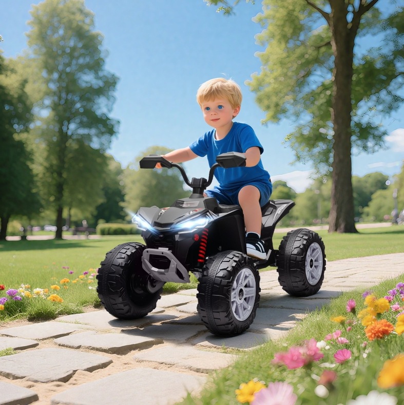 Elektrisches Kinder-quad 24 V, 2-sitzer, 6,5 Km/h, Mit Scheinwerfern, Usb Und Mp3, Schwarz Havrya