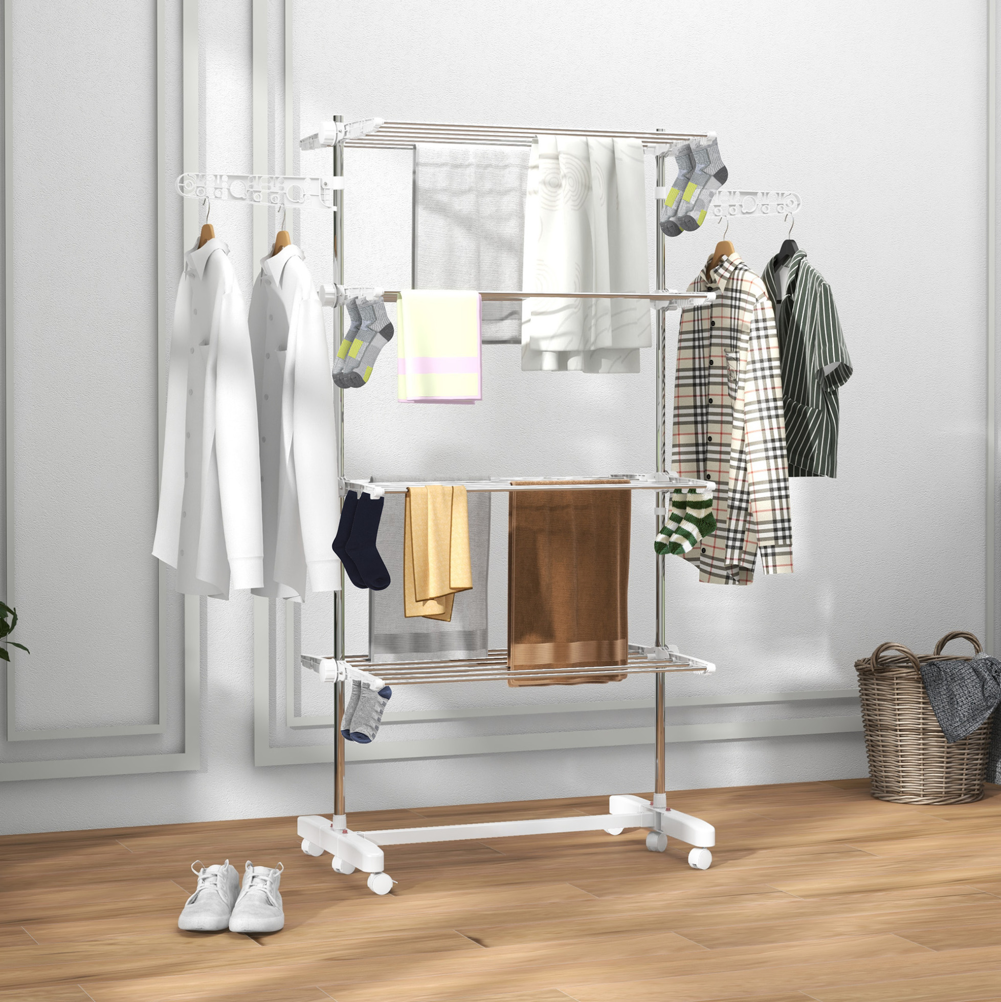 Mobiler, Klappbarer Wäscheständer 142 X 55 X 172 Cm Mit Rollen Havrya