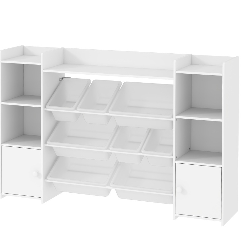 Kinder-aufbewahrungsmöbel Mit 8 Abnehmbaren Boxen, Mdf Und Metall, Weiß Havrya