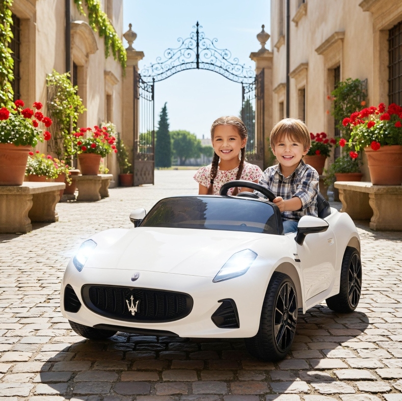 Elektro-kinderauto 2-sitzer 12 V Mit Fernbedienung, Led, Musik, Weiß Havrya