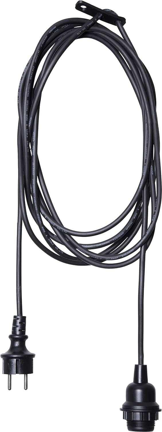 Star Trading - Lampenaufhängung Ute 2,5M, E27, Schwarz, Außenbereich, 2,5 Meter, IP44