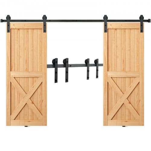 Vevor 244cm Schiebetürbeschlag I-förmig Schiebetürsystem Mit 2-teiligen Schienen 150kg Tragfähigkeit Laufschiene Ideal Für Schiebetüren Mit Türstärke Von 32-45mm, Türbreite Von 1,12-1,32m