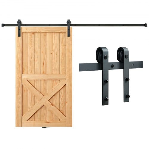 VEVOR 244cm Schiebetürbeschlag J-förmig Schiebetürsystem mit 2-teiligen Schienen 150kg Tragfähigkeit Laufschiene Ideal für Schiebetüren mit Türstärke von 32-45mm, Türbreite von 1,12-1,32m