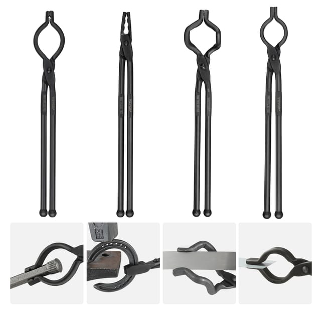 Schmiedezange-set, V-bit, Wolf, Zv, Greifzange 4 Stk. Kohlenstoffstahl Schmiedezange, 465 X 60 X 19 Mm / 461 X 68 X 18 Mm / 458 X 38 X 19,0 Mm / 463 X 78 X 52,3 Mm, Mit Verlängertem Griff - Vevor