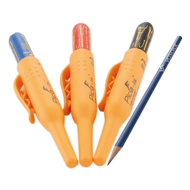 Pica Tieflochmarker - Pica-Set - Bohrlochmarker für tiefe Löcher in schwarz/blau/rot