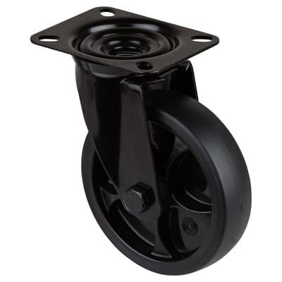 Lenkrolle Rad-Ø 125 mm Tragfähigkeit 120 kg Lenkrollen Gummi Platte L104xB80 mm Farbe Rolle schwarz