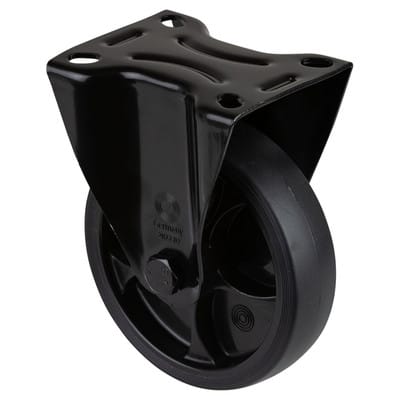 Bs Rollen - Bockrolle D.125mm Trgf.120kg Gum.Platte L104xB80mm Farbe Rl.schwarz