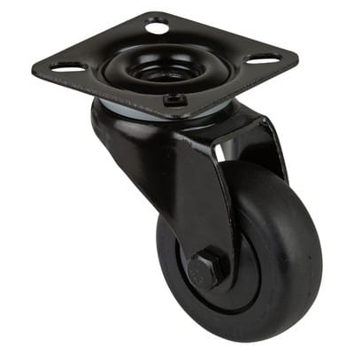 Lenkrolle Rad-Ø 50 mm Tragfähigkeit 50 kg mit Anschraubplatte Kugellager Gummi schwarz