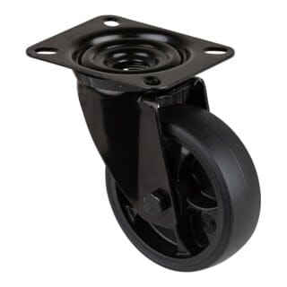 Lenkrolle Rad-Ø 100 mm Tragfähigkeit 110 kg Lenkrollen Gummi Platte L104xB80 mm Farbe Rolle schwarz