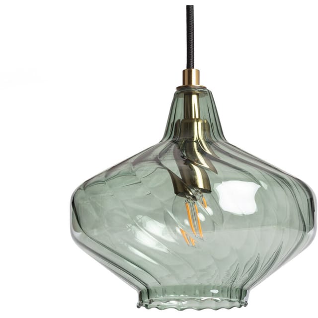 Pendelleuchte Glas Blas Olivengrün