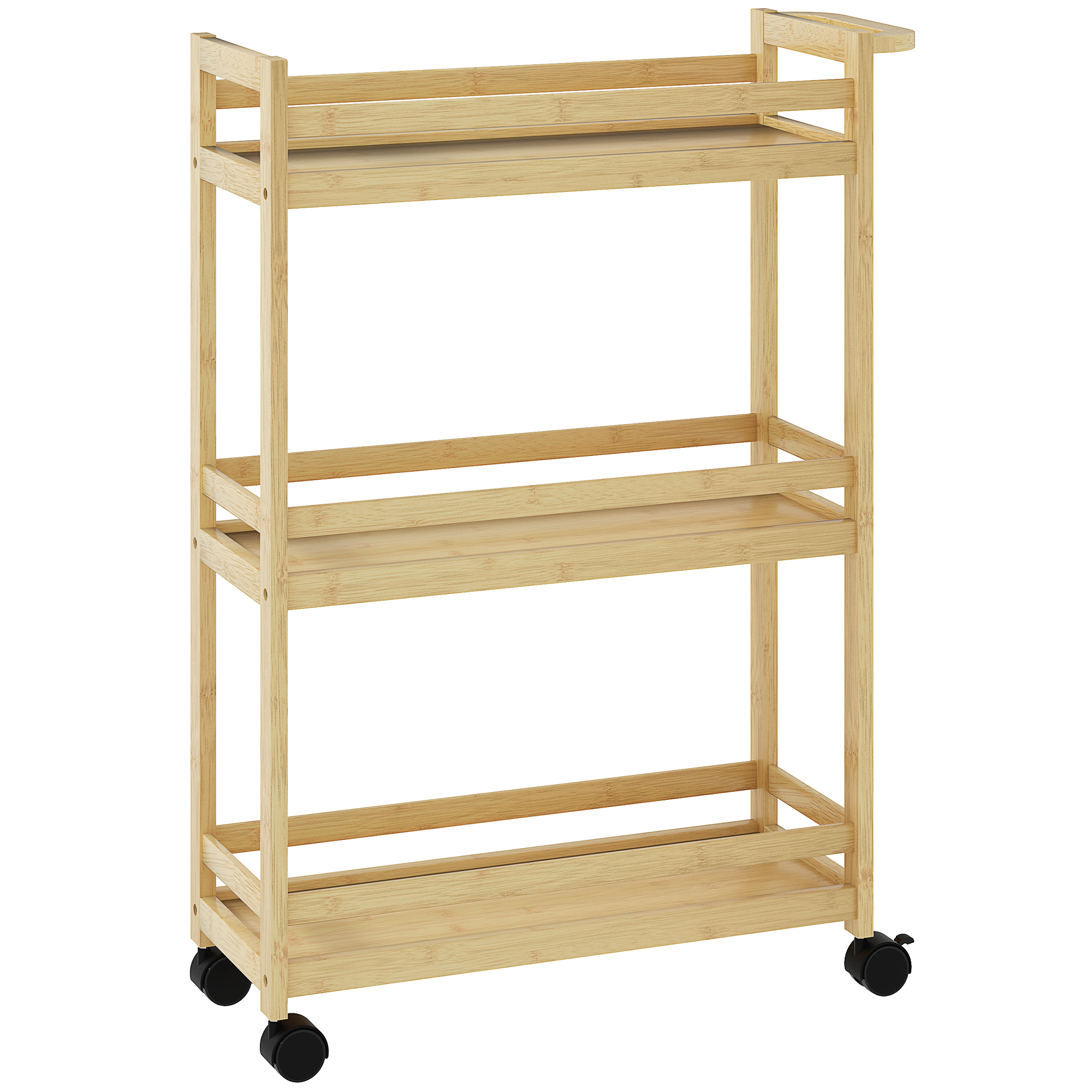 3-stöckiger Badezimmer-servierwagen Aus Bambus, 55 X 20 X 75 Cm, Holzfarbe