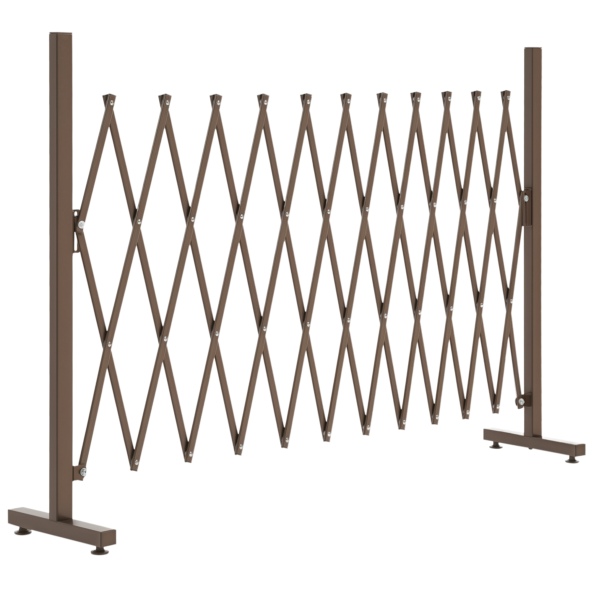 Breitenverstellbarer Gartenzaun, Metall Und Aluminium, 300 X 31 X 103,5 Cm, Dunkelbraun