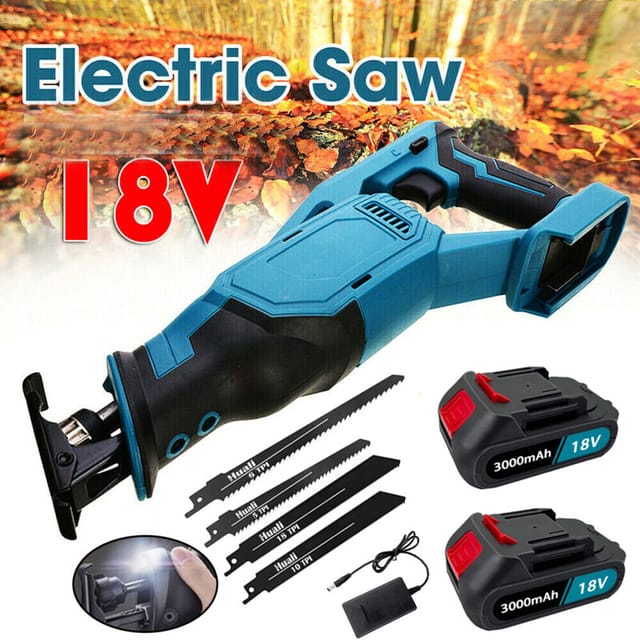 Teetok - Säbelsäge, 3000 W Akku-säbelsäge, Elektrische Säbelsäge Mit Variabler Geschwindigkeit, Zum Schneiden Von Holz Und Metall, Mit 4 Klingen + 2 X 5,5 Ah-akkus + Ladegerät, Kompatibel Mit Makita-akku