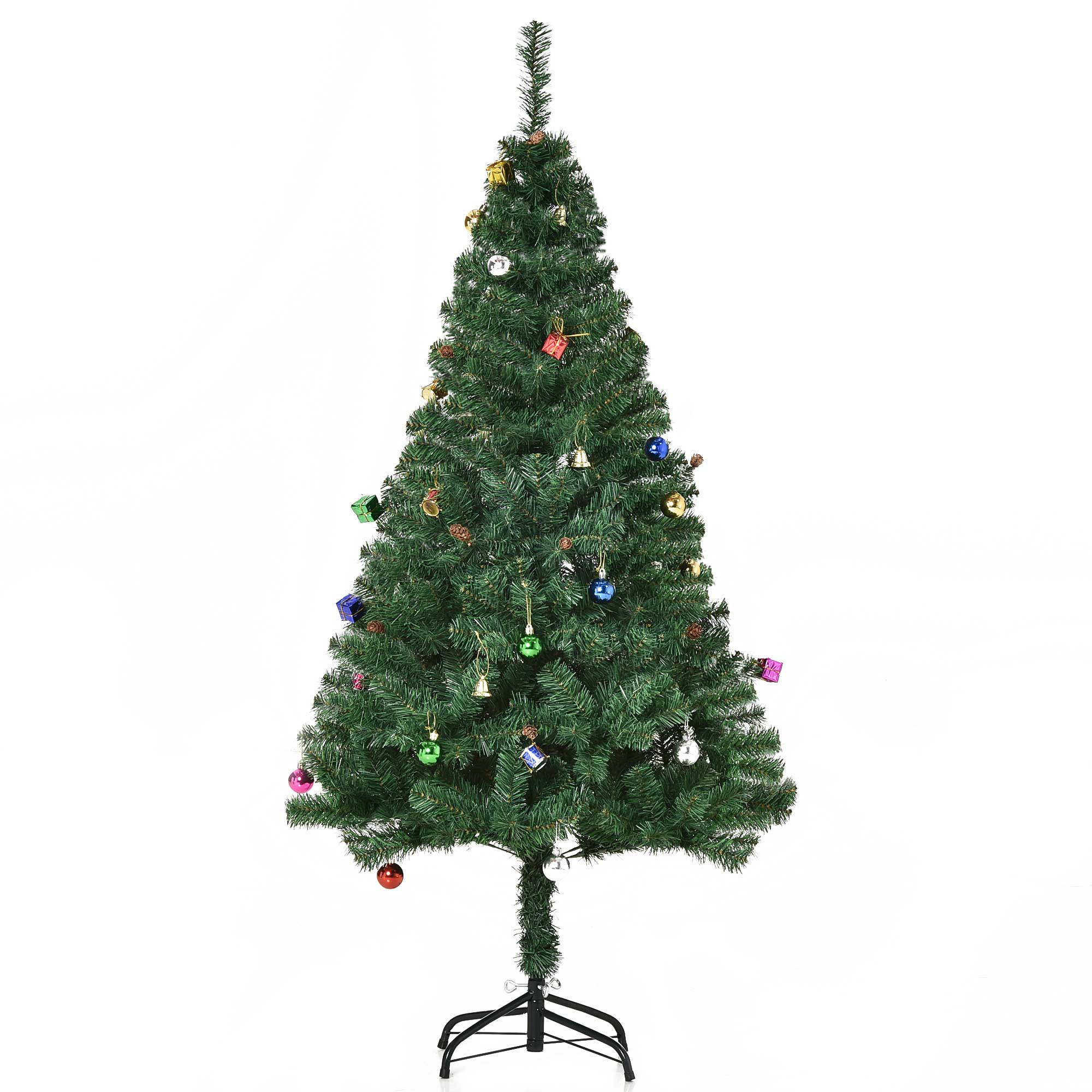 150 Cm Hoher Weihnachtsbaum Mit 420 Feuerhemmenden Pvc-zweigen, Geschmückt Und Mit Dicken Zweigen, Grün