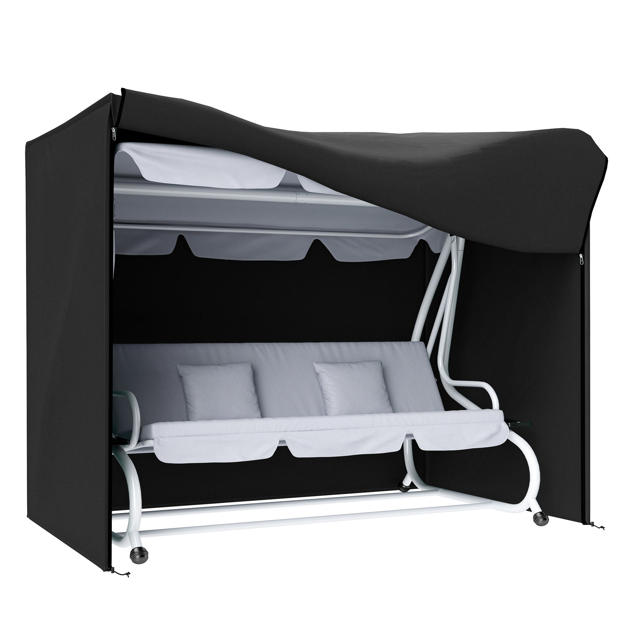 Hollywood-schaukelabdeckung, Wasserdicht, Polyester, 220 X 125 X 172 Cm, Schwarz