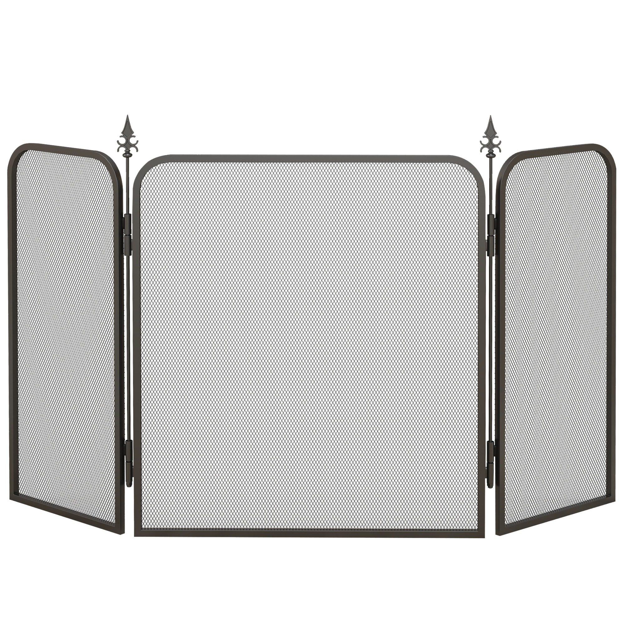 Klappbarer Kaminschutz Aus Metall, 96 X 1,3 X 56 Cm, Schwarz