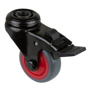 Lenkrolle mit Totalfeststeller Rad-Ø 50 mm Tragfähigkeit 50 kg mit Totalfeststeller Gummi grau