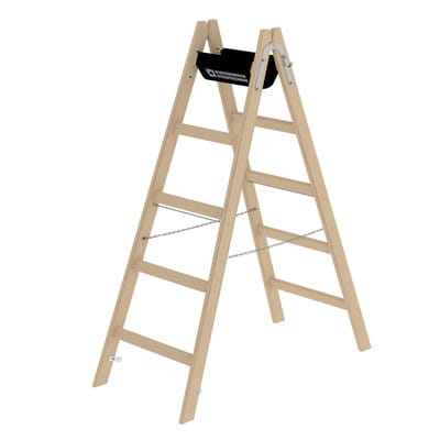Günzburger Steigtechnik Sprossen-Stehleiter Holz 2 x 5 Sprossen - 033210