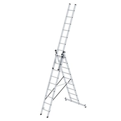 Günzburger - Steigtechnik Mehrzweckleiter 3tlg. mit nivello-Traverse 3 x 9 Sprossen - 011108