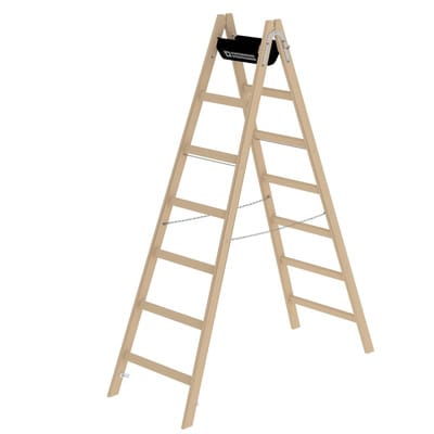 Günzburger Steigtechnik Sprossen-Stehleiter Holz 2 x 7 Sprossen - 033214