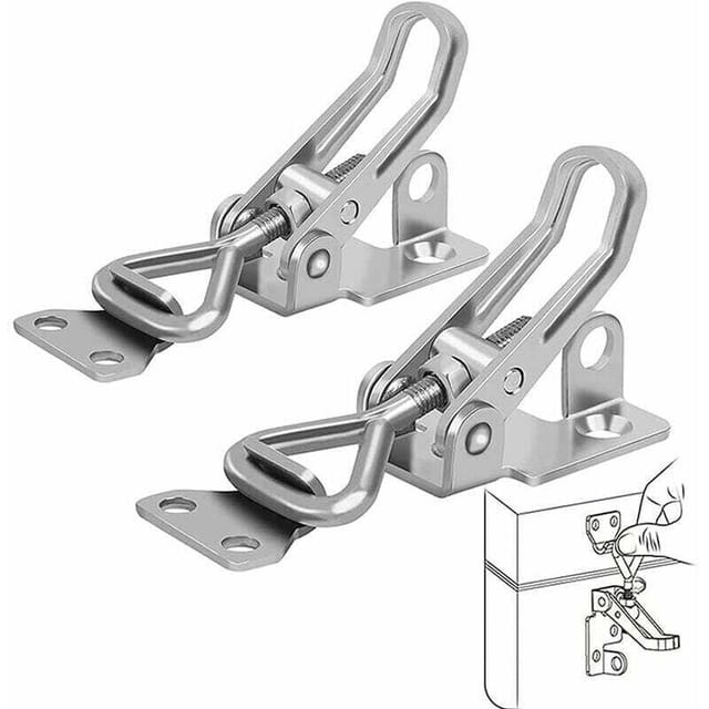 Tigrezy - Edelstahl-Kippverschluss, 2 Stück Metall-Kippverschluss, Hebelverschluss, kein Rost, starke Befestigung, Knebelverschlussklemme, zum