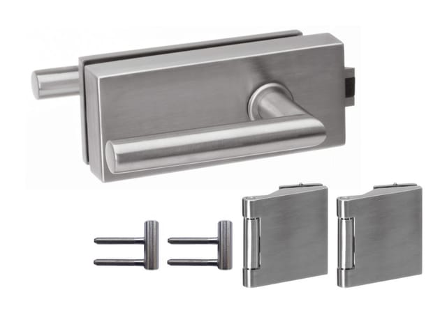 Beschlag-Set Angolare Edelstahl für Glas-Drehtür Drückerpaar Uno